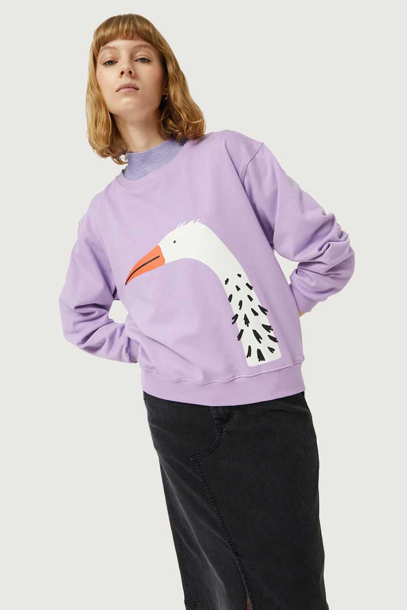 Sudadera Lila Pajaro